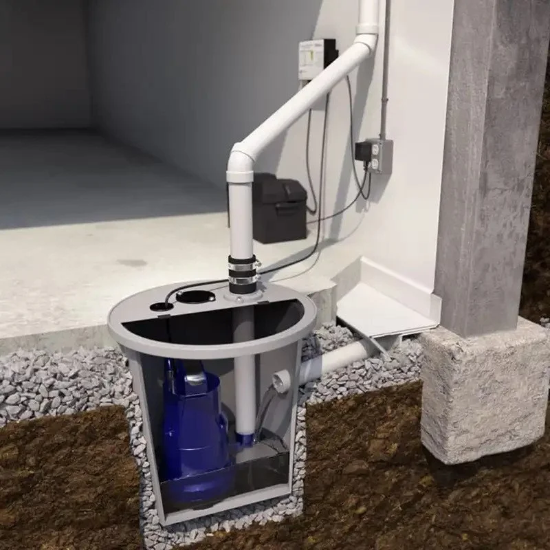 Sump pump system installation for basement in Connecticut